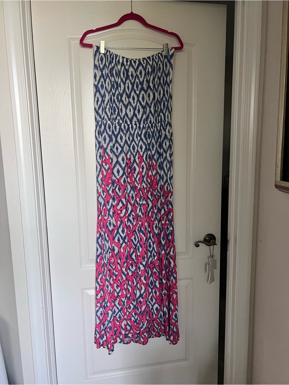 Lilly Pulitzer Blue and Pink Patterned Maxi Skirt
